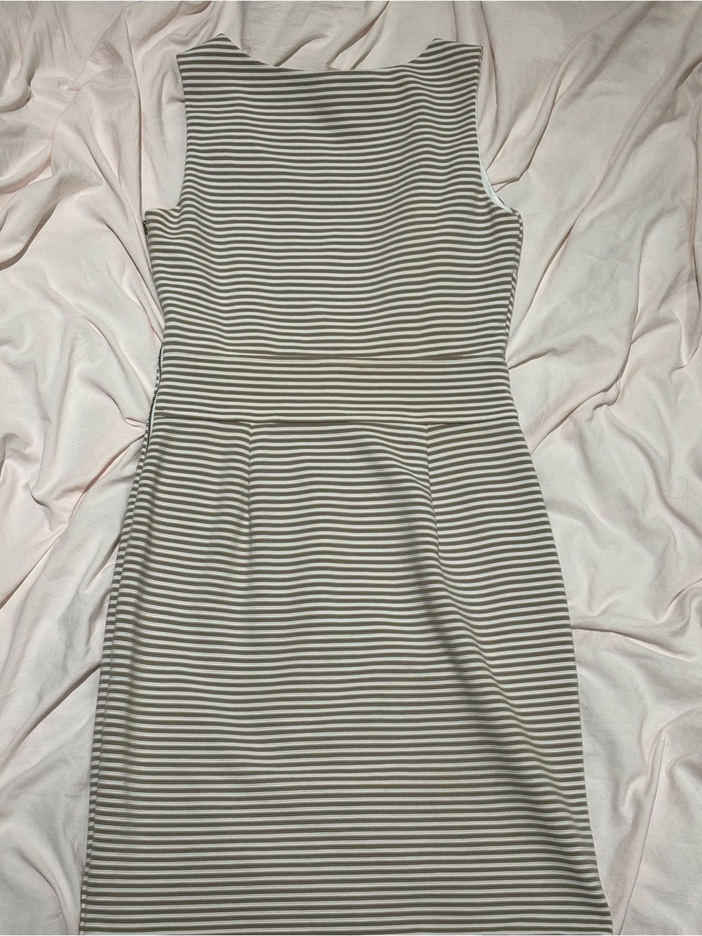 Banana Republic Sleeveless Striped Midi Dress in Beige and White